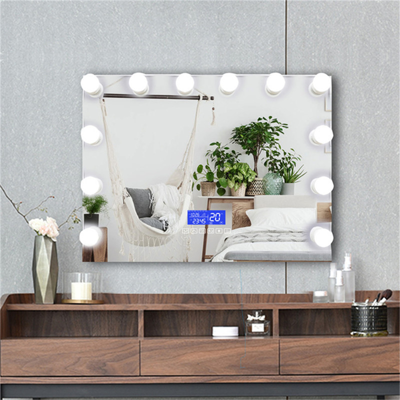 Dekorative Beauty Vanity Touch Screen Bluetooth Mirror Wandverkleidung Hollywood LED Kosmetikspiegel