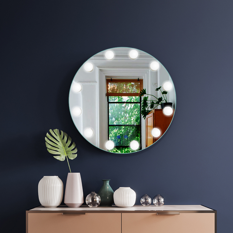 Round Shape Desktop Style Illustration Feature Hollywood Vanity Mirror