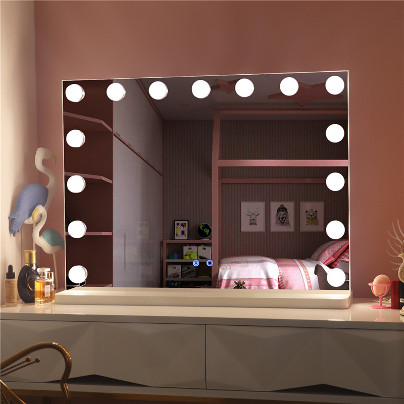 Großer Desktop Hollywood Makeup Kosmetikspiegel mit Glühbirnen LED beleuchteten Makeup Schminkspiegel
