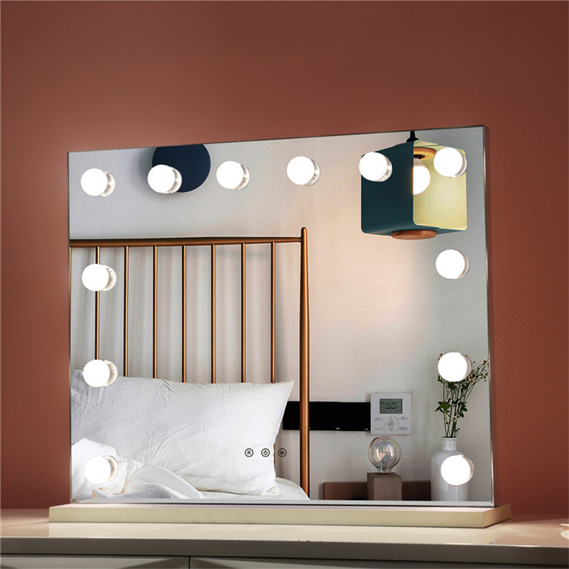 Schlafzimmer Lighted Standing LED Cosmetic Mirror Dimmable Bulbs Makeup Vanity Hollywood Mirror